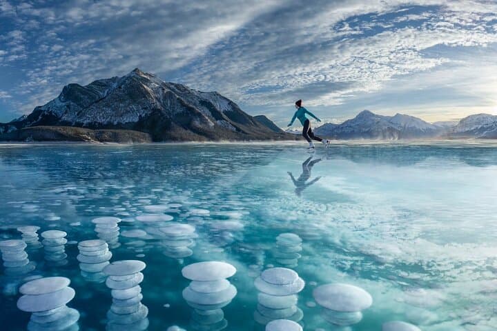 Abraham Ice Bubble/Sunwapta Falls,Snowshoeing,Icefield, Bow&Peyto