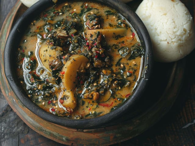 A picture of Pounded Yam and Egusi Soup